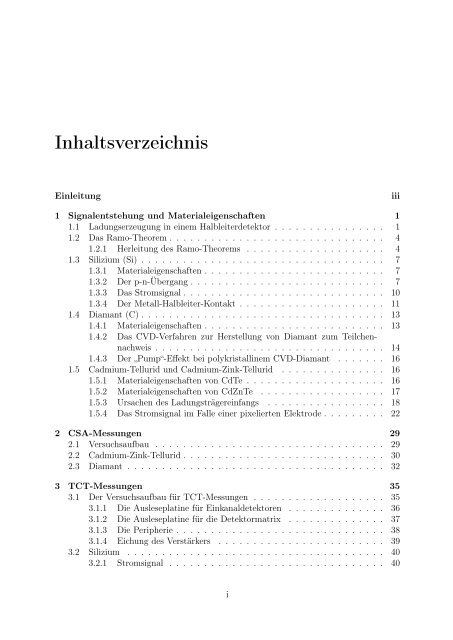 Inhaltsverzeichnis - Prof. Dr. Norbert Wermes