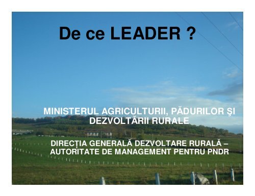 De ce LEADER ? - MADR