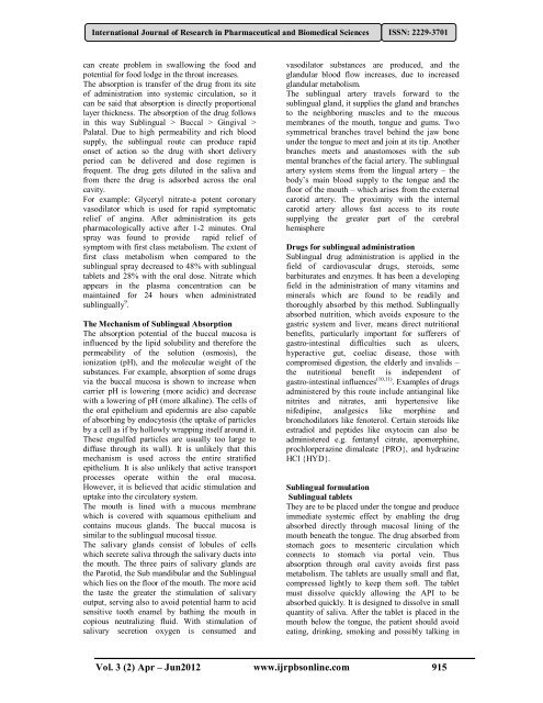 An Overview on: Sublingual Route for Systemic Drug Delivery