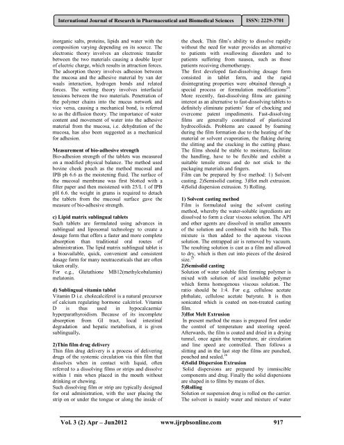 An Overview on: Sublingual Route for Systemic Drug Delivery