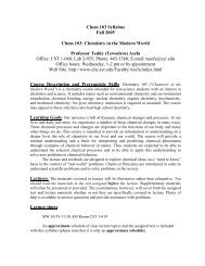 Chem 103 Syllabus Fall 2005 Chem 103: Chemistry in the Modern ...