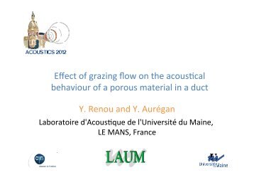 Effect of grazing flow on the acousdcal behaviour of a porous ...