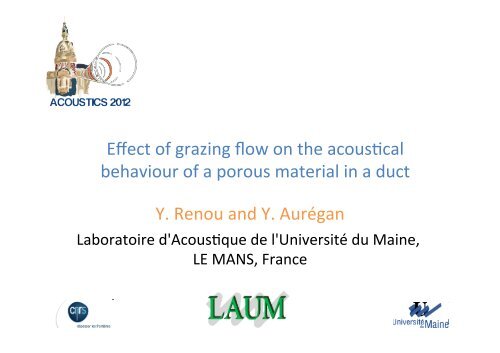 Effect of grazing flow on the acousdcal behaviour of a porous ...