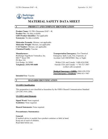 MATERIAL SAFETY DATA SHEET - Boehringer Ingelheim Vetmedica