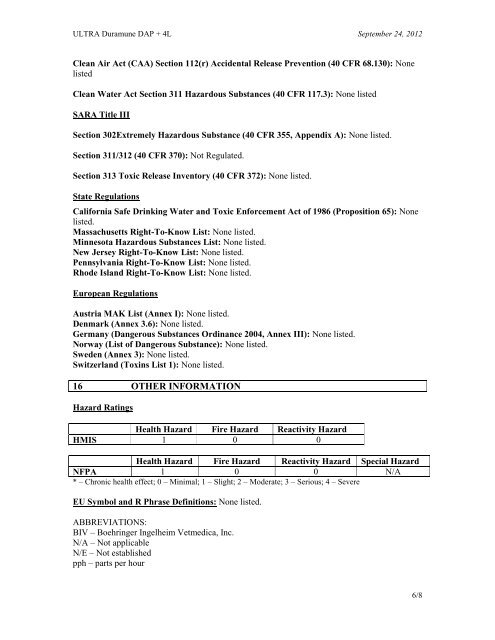 MATERIAL SAFETY DATA SHEET - Boehringer Ingelheim Vetmedica