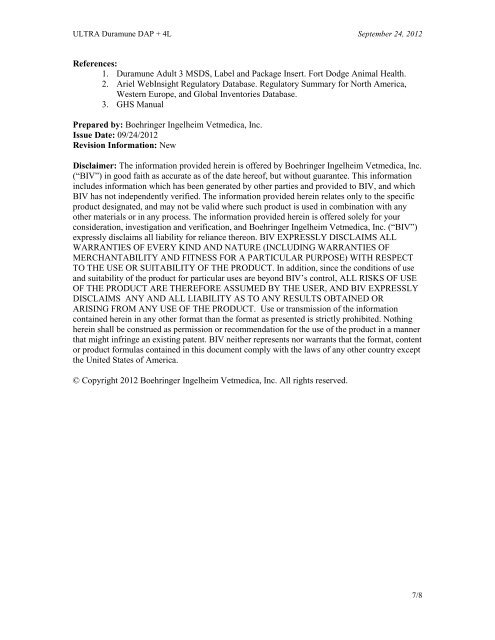 MATERIAL SAFETY DATA SHEET - Boehringer Ingelheim Vetmedica