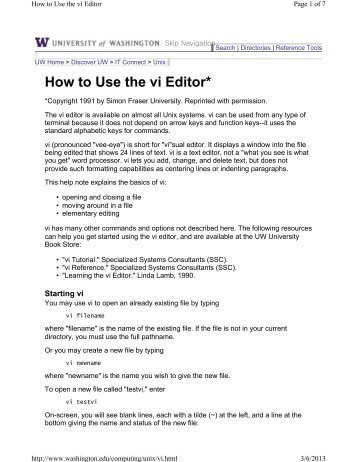How to Use the vi Editor*