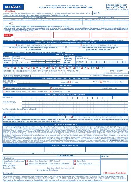 Key Information Memorandum cum Application Form - Rrfinance.com