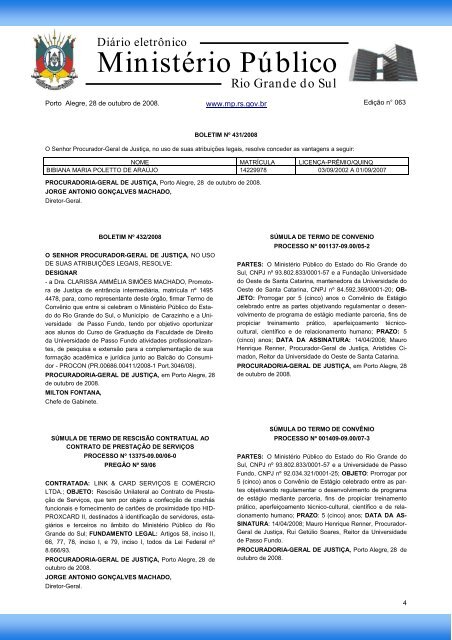 Procuradoria-Geral de JustiÃ§a - MinistÃ©rio PÃºblico - RS