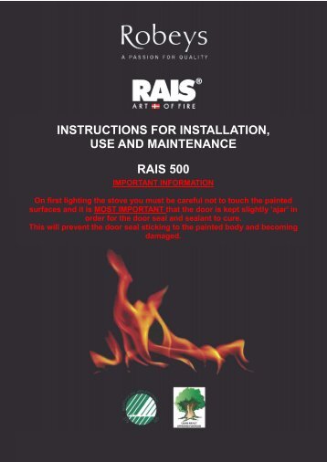 Rais 500 Installation, Use and Maintenance Manual - Robeys Ltd