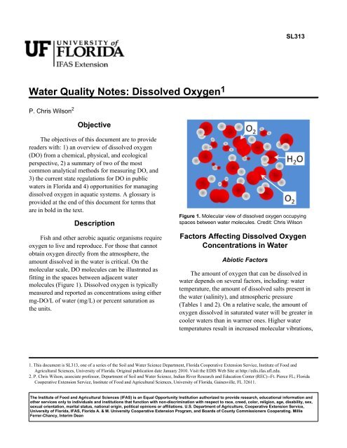 Water Quality Notes: Dissolved Oxygen1 - Polk.WaterAtlas.org