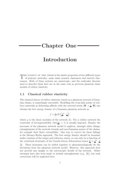 Statistical models of elasticity in main chain and smectic liquid ...