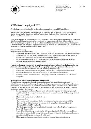 Minnesanteckningar från workshop om utbildning för pedsam & LLU