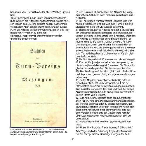 150 Jahre TuS Metzingen - Festschrift