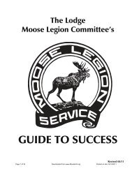 A Guide to Success for the Lodge Moose Legion Committee