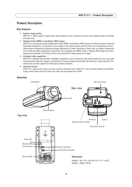 AXIS P1311 User's Manual - Axis Communications