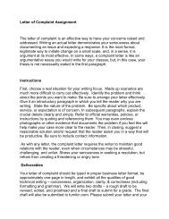 Letter of Complaint Assignment The letter of complaint is an effective ...