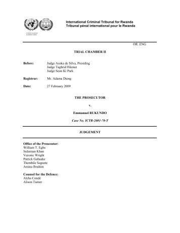 Pros. v. E. Rukundo: Judgement, 27-02-09 - The Hague Justice Portal