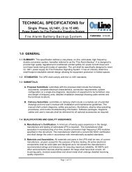 TECHNICAL SPECIFICATIONS for - Online Power, Inc.