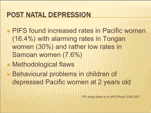 Keeping Mothers Well - A Pacific Perspective. Sara ... - Hqsc.govt.nz