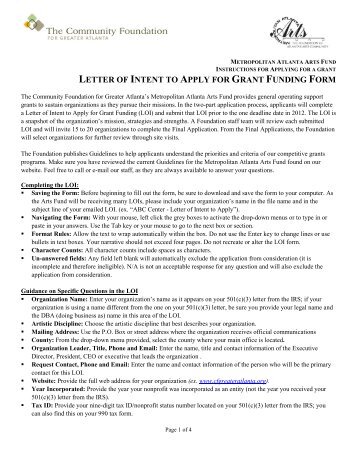 letter of intent to apply for grant funding form - The Community ...