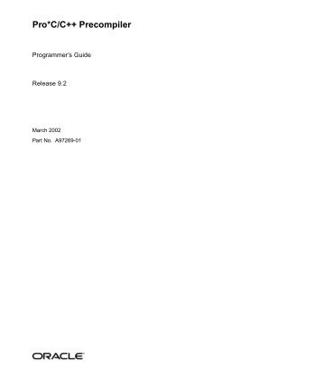 Pro*C/C++ Precompiler Programmer's Guide - Oracle Documentation