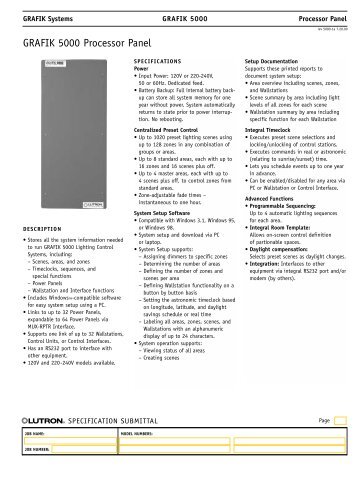 GRAFIK 5000 Processor Panel - Lutron