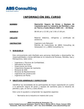 INFORMACIÃN DEL CURSO - ABS Consulting