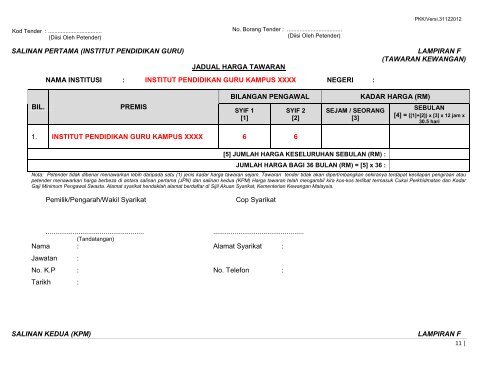 BORANG TENDER - Institut Pendidikan Guru Kampus Batu Lintang