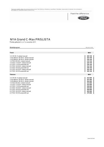 NYA Grand C-Max PRISLISTA - Upplands Motor