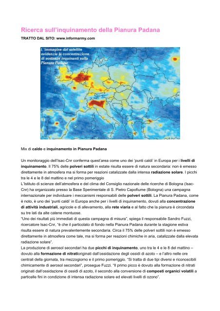 Ricerca sull'inquinamento della Pianura Padana - Erboristeria ...