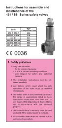 Instructions for assembly and maintenance of the 451 / 851 Series ...