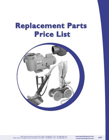 Replacement Parts Price List - American Pool Supply!