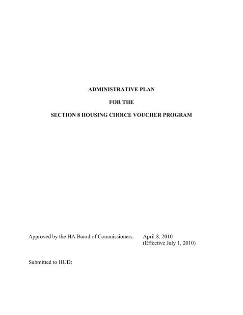 ADMINISTRATIVE PLAN - San Antonio Housing Authority