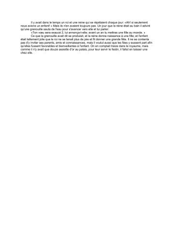 Le dÃ©coupage du texte de la "Belle au Bois Dormant" de Grimm
