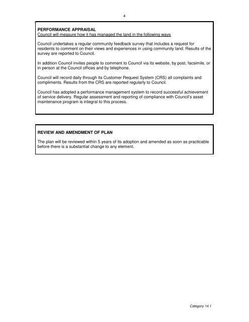 MANAGEMENT PLAN FOR COMMUNITY LAND - City of Playford