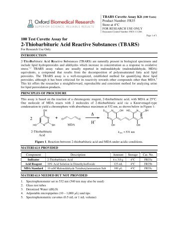 2-Thiobarbituric Acid Reactive Substances (TBARS) - BioNovus Life ...