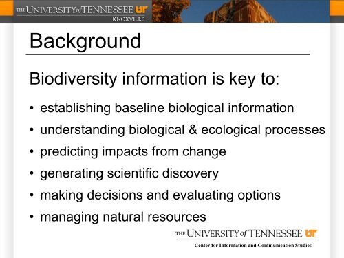 Making Southern Appalachian Biodiversity Information Available for ...