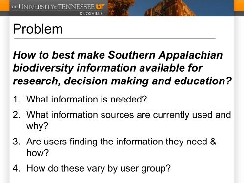 Making Southern Appalachian Biodiversity Information Available for ...