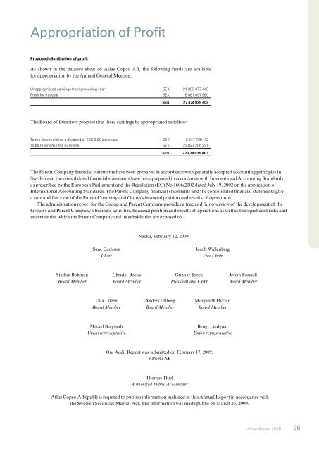 Atlas Copco 2008 â tough ending to a record year Annual Report ...