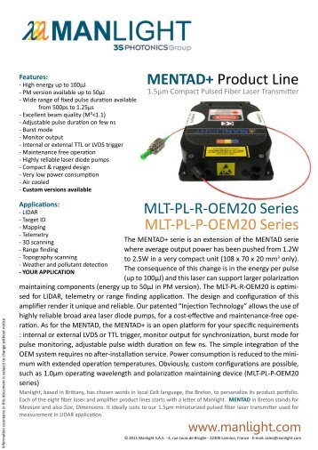 MENTAD+ Product Line MLT-PL-R-OEM20 Series ... - RPMC Lasers