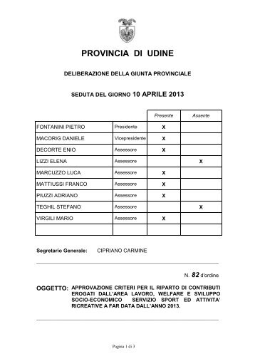 criteri per l'assegnazione di contributi in ambito sportivo