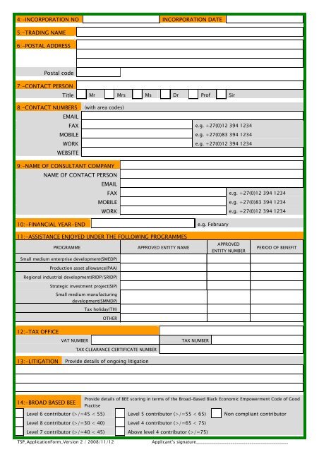 EIP Application form for Enterprise Investment Programme