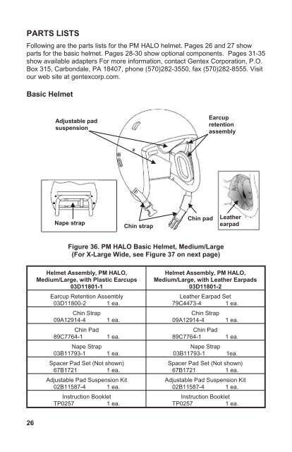 (pm halo) helmet assembly - Gentex Corporation