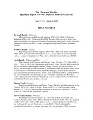 Quarterly Report of Archival Accessions April 1 ... - Library of Virginia