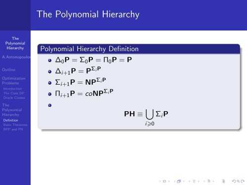 The Polynomial Hierarchy - Corelab