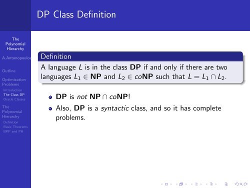 The Polynomial Hierarchy - Corelab