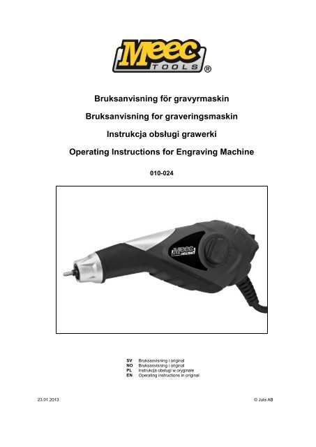 Bruksanvisning fÃƒÂ¶r gravyrmaskin Bruksanvisning for ... - Jula