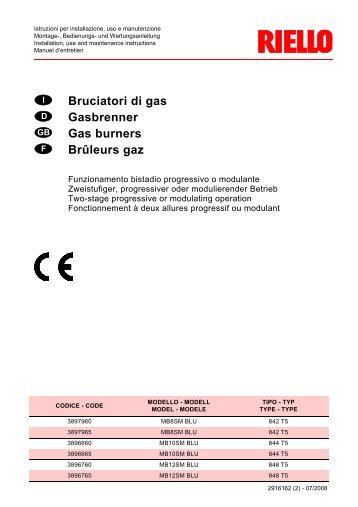 Bruciatori di gas Gasbrenner Gas burners BrÃƒÂ»leurs ... - Riello Burners