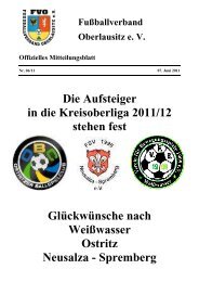 Mitteilungsblatt FVO 06/2011 - Fussballverband Oberlausitz